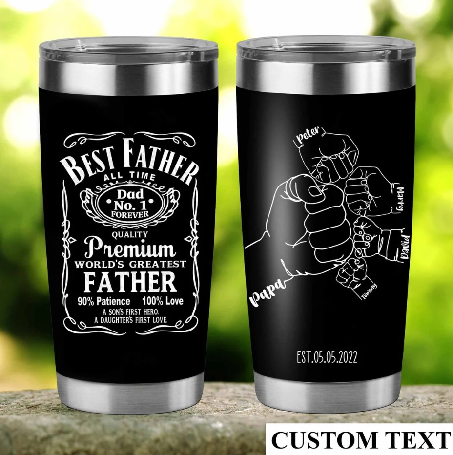 Est Father All Time Dad No 1 Tumbler Customized Name Funny Fathers Day Gift Dad Tumbler Fathers Day Tumbler